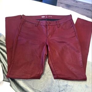 Old Nave Rock Star Coated Women's Red Jeans